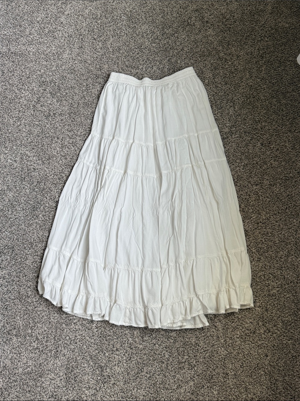 American Eagle White Tiered Maxi Skirt